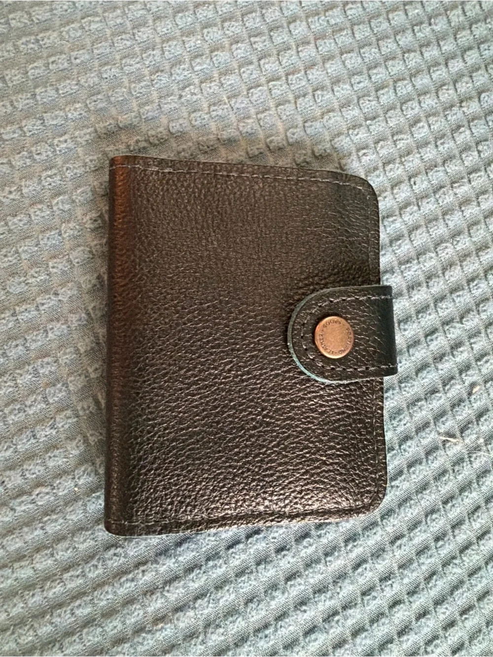 Portland Leather Black Pebbled Leather Wallet with Gold Snap - Picture 7 of 8